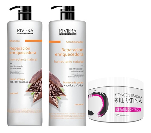Pack Reparador Shampoo Acondicionador Riviera + Keratina