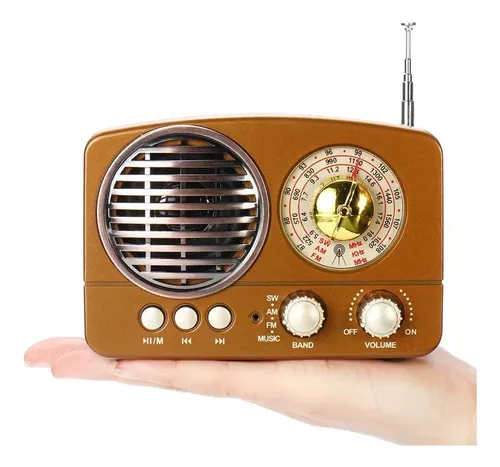 Radio Portatil AMFM Retro Vintage Parlante Bluetooth Mp3 Recargable -  marron I Oechsle - Oechsle