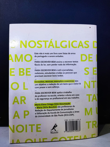 Livro: Para Escrever Bem - Maria Elena E Maria Otilia | Editora Manole (Usado)