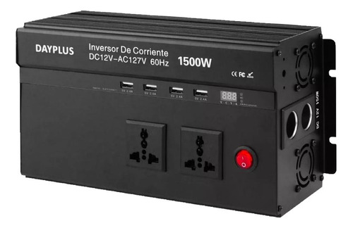 Inversor Corriente 1500w 4 Puertos Usb 60hz 110 Para Auto 