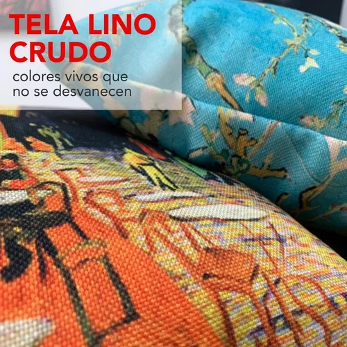 V Juego 7 Fundas Arte Huichol Mexicano Cojín Lino Premium