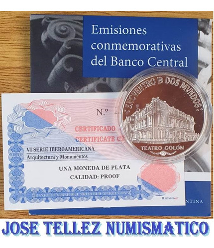 Argentina Moneda De Plata Teatro Colon Vi Serie Ibero Palerm (Usado)