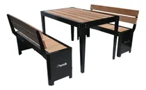 Comprar Juego Jardin Marek Con Mesa  Alta Y Sillones Hierro Y Madera