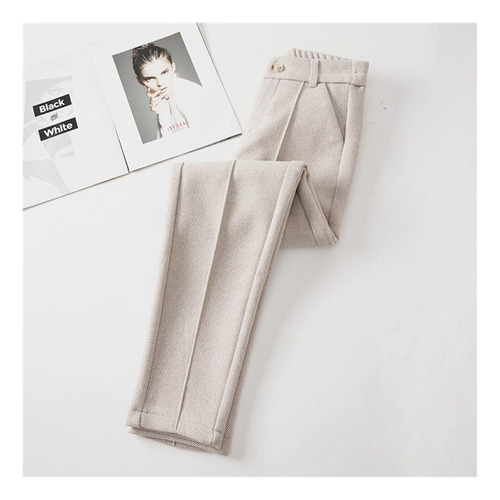 Pantalones De Vestir De Lana Para Mujer, Informales, Anchos,