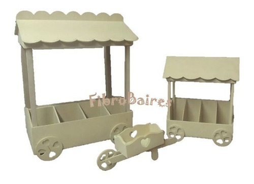 Imagen 3 de 4 de Kiosco Carro Golosinero Fibrofacil 30 X 40 Cm Candy Bar