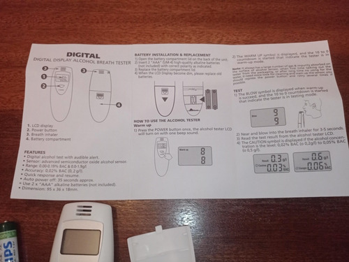 Imagen 3 de 5 de Alcoholímetro Digital Portátil Alcohol Test Alcoholemia