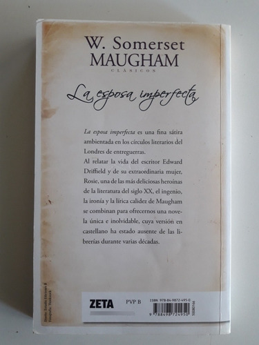 Libro La Esposa Imperfecta. W. Somerset Maugham (Usado)