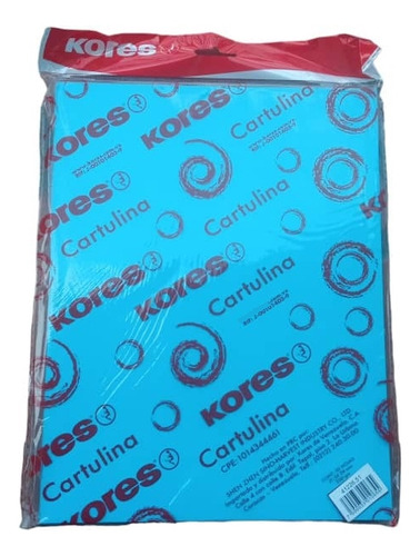 Cartulina Tamaño Carta Color Azul Claro Marca Kores Paq X 50