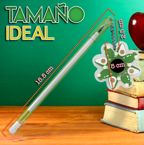 Imagen 2 de 9 de Set De 12 Plumas Aguacate Feliz Kawaii Tinta De Gel Mayoreo