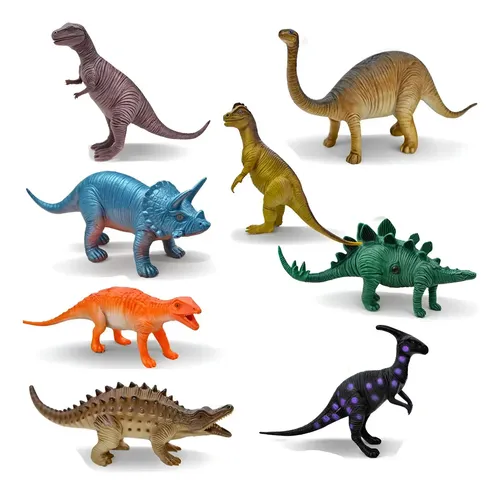 Kit 8 Dinossauros de Borracha Grande