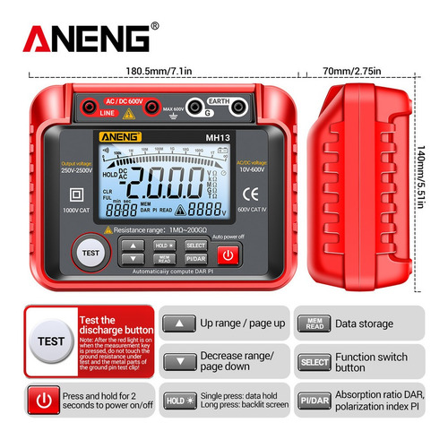 Probador Digital De Resistencia De Aislamiento Aneng Mh13 25