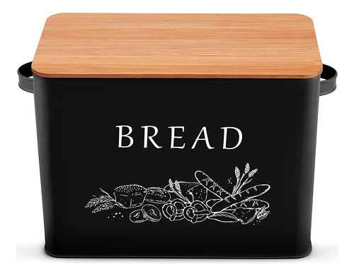 P&p Chef Black Bread Box Para Mostrador De Cocina, Contenedo