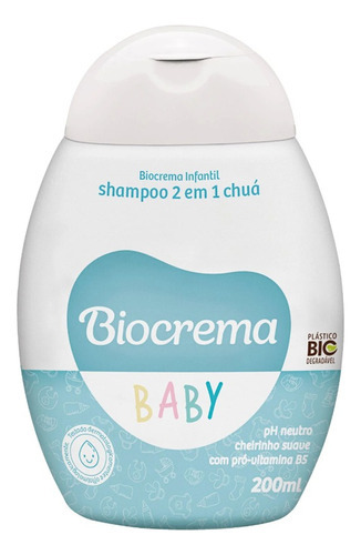  Shampoo 2 Em 1 Biocrema Baby Ph Neutro Cheirinho Suave 200ml