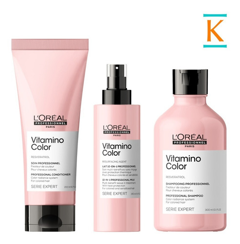 Loreal Kit Vitamino Color: Shampoo + Acondicionador + Serum