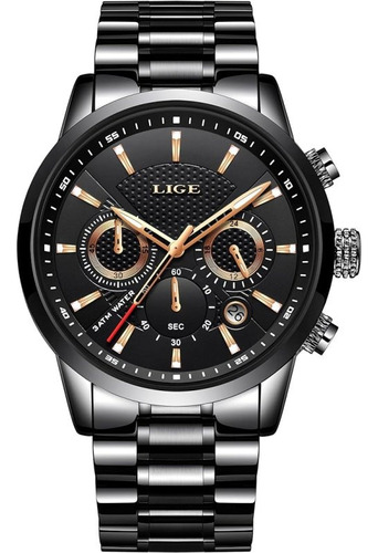 Reloj Lije Hombre, Analógico De Cuarzo, De Pulsera, Negro