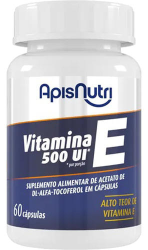 Suplemento De Vitamina E 500 Ui 60 Cáps. Apisnutri - Sv Sabor Natural