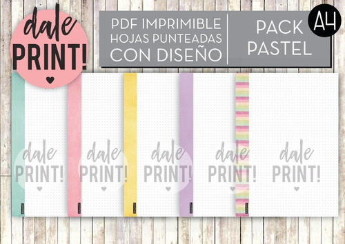 Hojas Punteadas A4 Pdf Imprimible 5 Diseños + Regalo