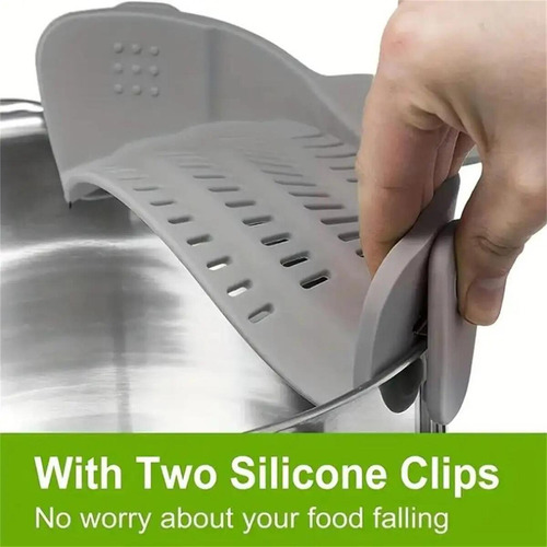 Wa Colador Ajustable De Silicona Con Clip Para Ollas Y