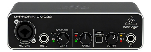 Interfase De Audio Para Estudio Behringer Umc22 Color Negro