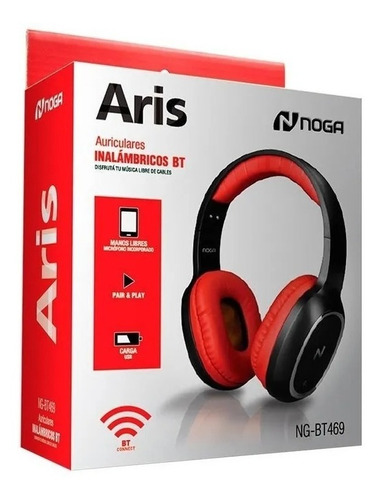Imagen 2 de 2 de Auricular inalámbrico Noga Aris NG-BT469 rojo y negro