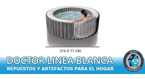 Imagen 2 de 10 de Jacuzzi Inflable Spa Intex Terapia De Burbujas 216 X 71 Cm