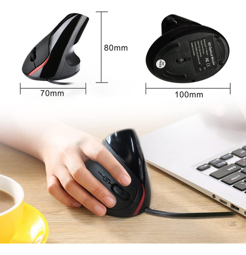 Mouse Ergonômico Com 6 Botões, Mouse Vertical Com Apoio