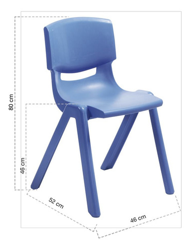 Kit 2 Silla Escolar Plástico Aulas Tamaño Grande Apilable
