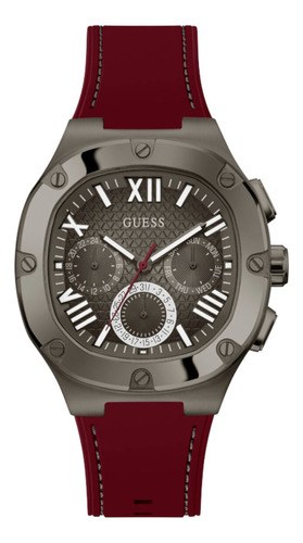 Relógio masculino Guess Surge W1258g3, pulseira azul, cor vermelha, moldura, cor de fundo, preto, metálico, cor de fundo, metal
