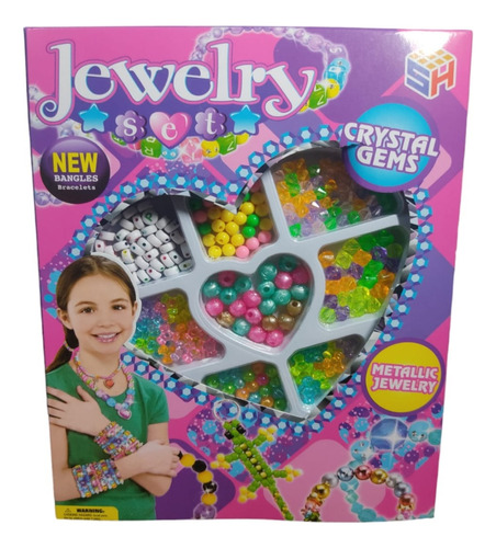 Brinquedo Infantil Menina Kit Miçangas P/ Pulseira 200 Peças Comprimento 9 mm Cor Colorido Diâmetro 2 mm