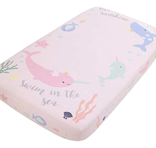 Nojo Under The Sea Whimsy Pink & Blue Whales & Narwhals & Na