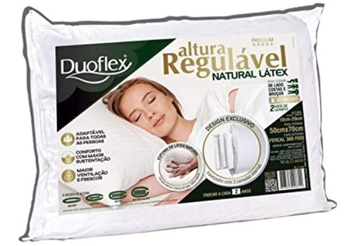 Travesseiro Altura Regulável Natural Látex Premium Duoflex Cor Branco