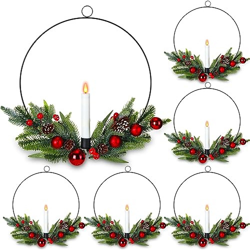 Conjunto De 6 Coronas De Navidad De 11.8 Pulgadas Velas...