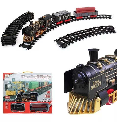 Locomotiva Trilhos Vagoes 8 Metros Ferrorama Trem Som e Luz Brinquedo  Crianca