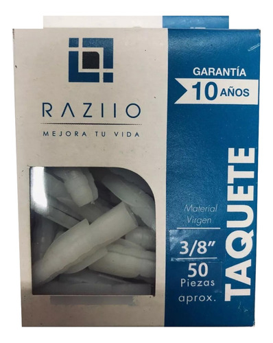 Taquete Plástico 3/8 Raziio (50 Piezas Por Caja)