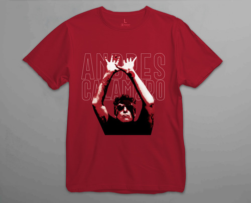 Remera Algodón Bordó Andrés Calamaro Logo Rock Nacional
