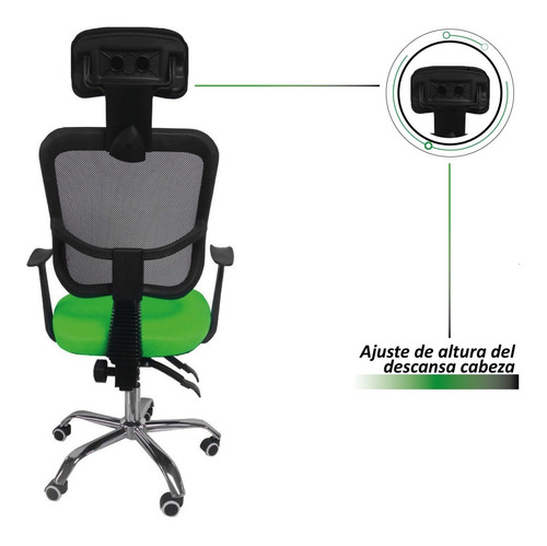 Silla Para Oficina Ejecutiva Reclinable Ergonómica Verde Material del tapizado Malla