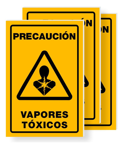 Señalamiento Letrero Precaución Vapores Tóxicos 30x20 Amarillo