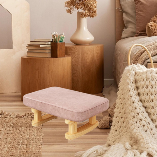 Taburete Rectangular Corto, Taburete Acolchado, Rosa