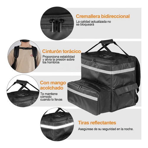 Mochila Repartidor Bolsa De Reparto Pizza Expandible Aislada