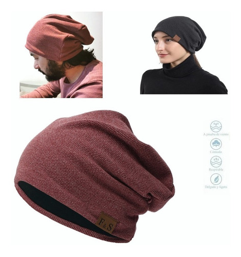 Gorro Lana Invierno Hombre Mujer Con Forro Tejido De Punto