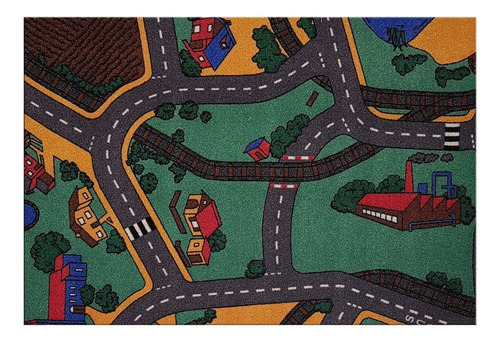 Carpeta Alfombra Infantil Calles Pista 140 X 200 Cm Mod.3