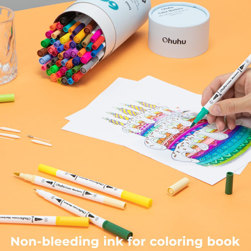 Conjunto De Marcadores De Linha Dupla P Ohuhu Art Markers