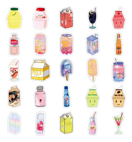 Adesivos Estéticos Kawaii Para Bebidas