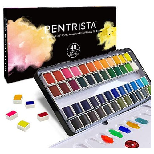 Pentrista Juego Pintura Acuarela 48 Color Primera Calidad 1