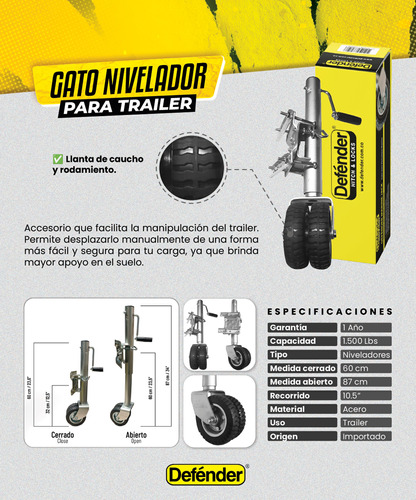 Gato Nivelador Para Trailer 1500 Lb Defénder