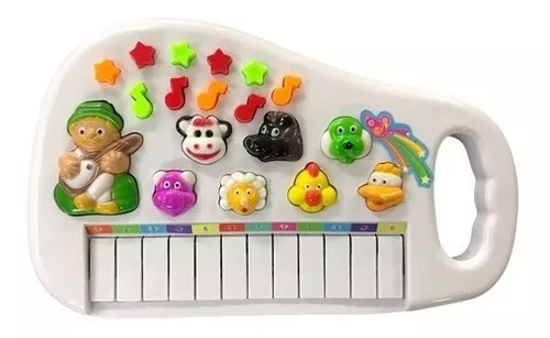 Piano Teclado Animal Brinquedo Infantil Sons Fazenda Sitio - AZUL