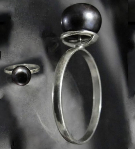 Imagem 2 de 7 de Pedras - Anel Prata E Pérola Negra Furtacor 8,5mm, Cód108a43
