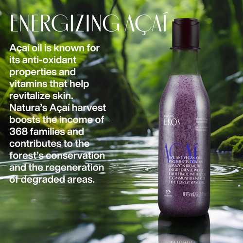 Sabonete Líquido Esfoliante Corporal 185 Ml Ekos Açaí