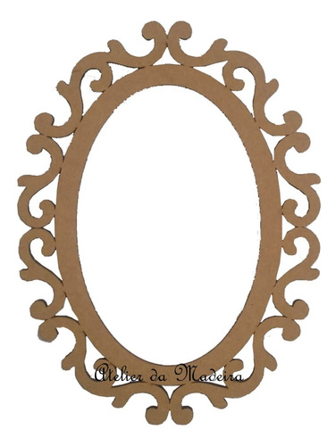 Moldura Espelho Oval Arabesco 58cm Mdf