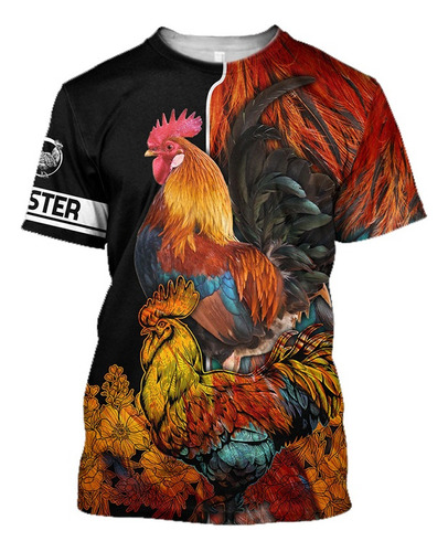 Camiseta De Gallo De Pelea Impresa En 3d Manga Corta